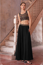 Load image into Gallery viewer, Black Sharara Choli With Hand Embroidery Blouse &amp; Cape