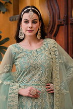 Load image into Gallery viewer, Light Green Alluring Net Fabric Party Style Anarkali Suit