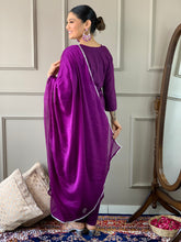 Load image into Gallery viewer, Purple Embroidered Ready to Wear Rayon Suit